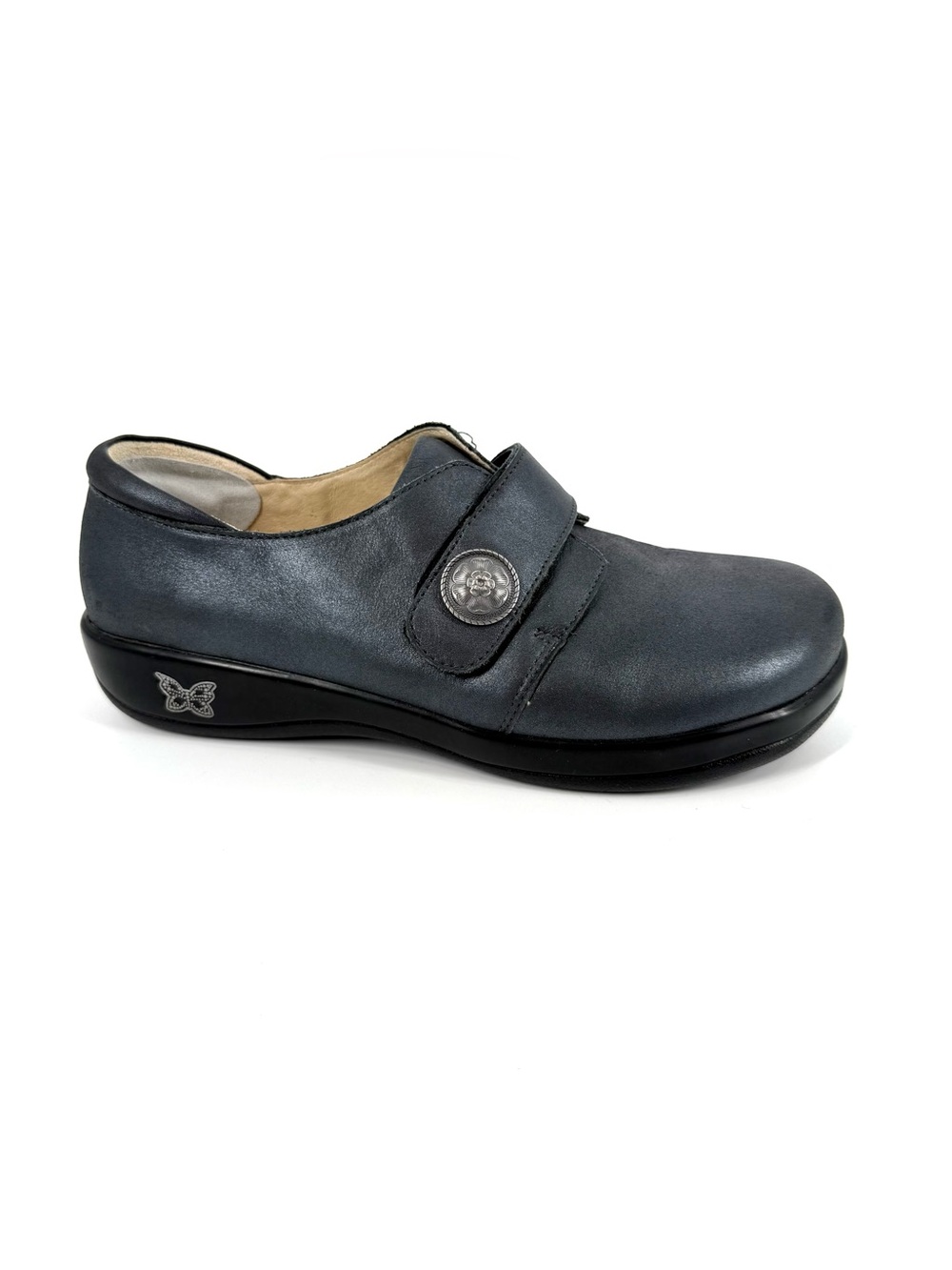 Alegria Joleen Shoes Pewter Gray Leather Comfort Clogs Womens Size EU 39 US 9